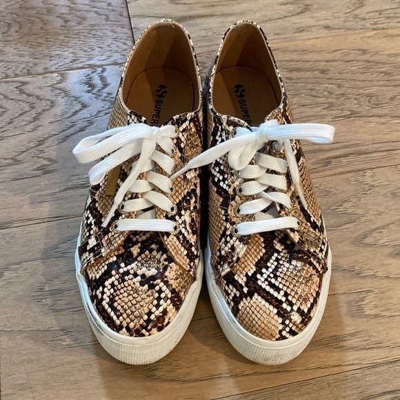 Superga Shoes - Superga Snakeprint Platform Sneakers